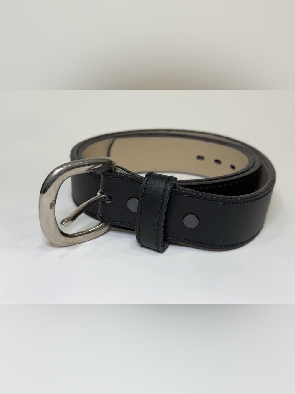 Men's Black Dress Belt Size 36 Silver Buckle Adjustable Classic Style - Picture 3 of 12